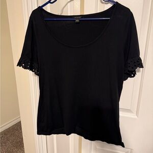 Ann Taylor Black Lace Sleeve Tee
